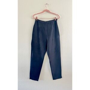 Vintage Tapered Trousers Womens XS Navy Black High Waisted Side Zip Minimalist